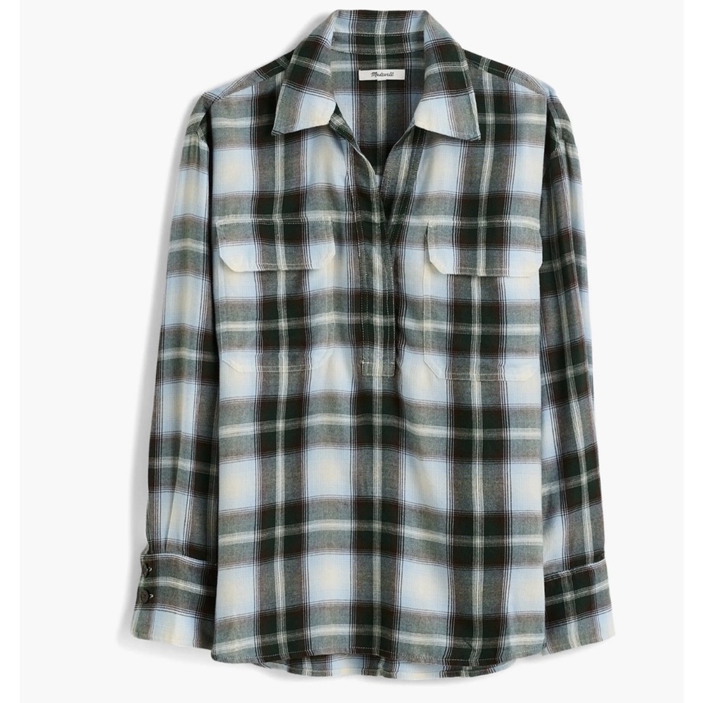 Madewell Plaid Popover Shirt Size Large